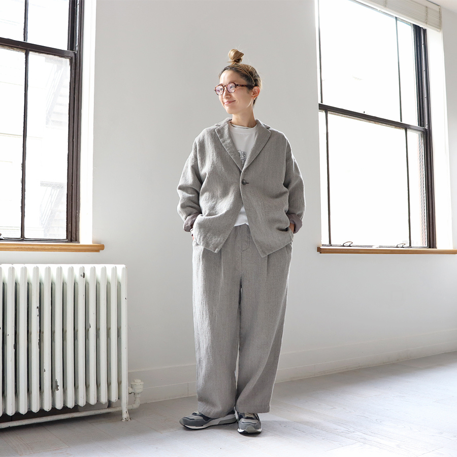 TRAVAIL MANUEL トラバイユマニュアル  ウールリネンミルド 2タック トラウザーズ 5100 レディース 2025aw新作  ☆☆ クーポン対象 TRAVAIL MANUEL (トラバイユマニュアル) ウールリネンミルド・2タック