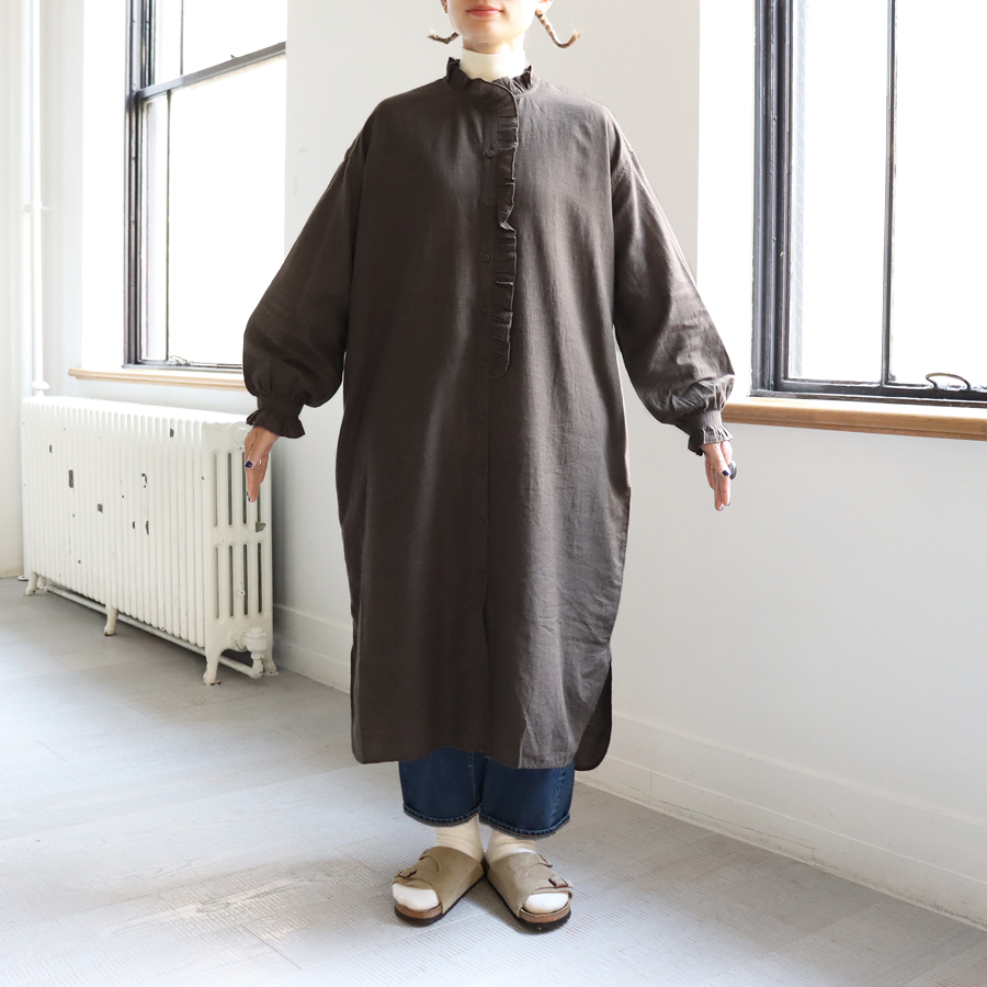 maison de soil (メゾンドソイル) フリルカラーシャツワンピース