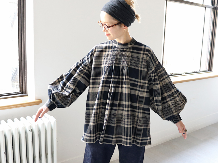 maison de soil (メゾンドソイル) チェック・スタンドカラープル