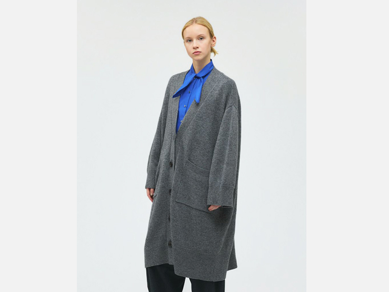 mizuiro ind (ミズイロインド) ワイドVネック・ロングカーディガン