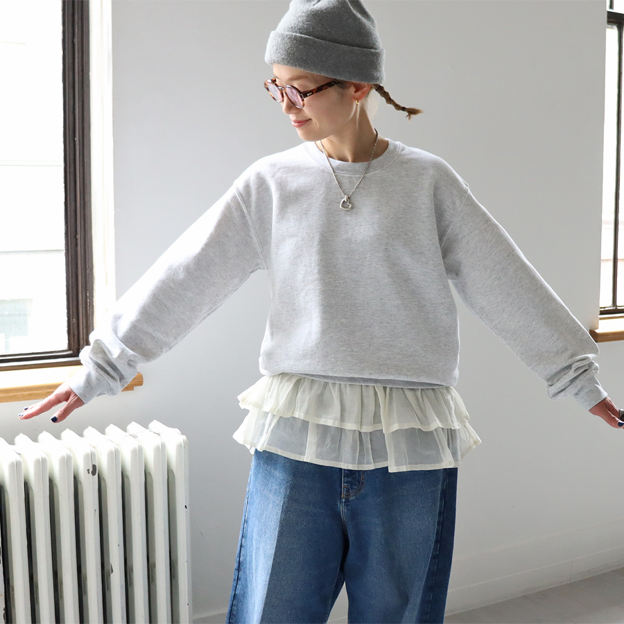 dahl'ia (ダリア) 裾フリル・リメイクスウェット (全3色)