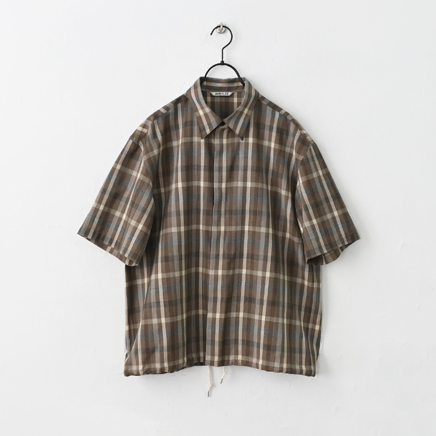 AURALEE (オーラリー) SUPER FINE TROPICAL WOOL CHECK HALF-SLEEVED SHIRT