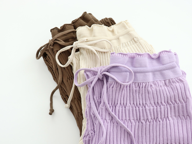 unfil (アンフィル) high twist cotton ribbed-knit pants