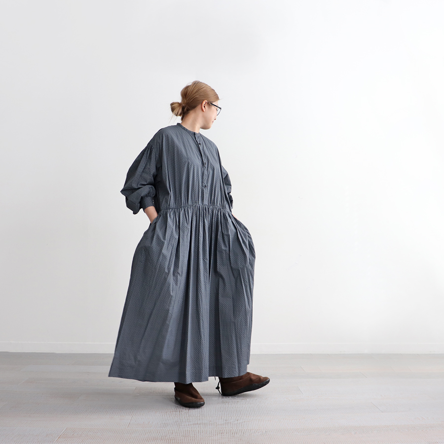 TOUJOURS (トゥジュー) Classic Gathered Dress コットンクラシック