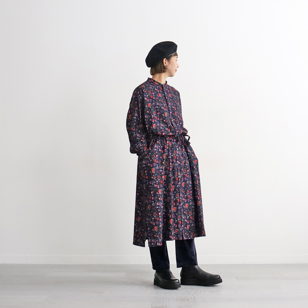 ENGINEERED GARMENTS(エンジニアードガーメンツ) Banded Collar Dress -Floral Printed Flannel