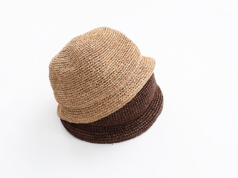 素敵でユニークな NOROLL DETOURS RAFFIA HAT Lサイズ ブラウン